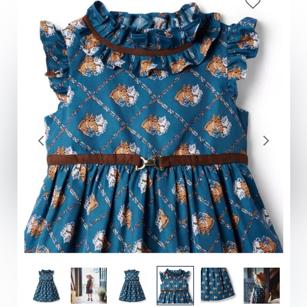 Janie and Jack Horse Ruffle Collar Dress